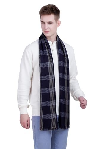 Flyer Men's stole/scarf Colour- Dark Blue & Cream stylish 100% soft viscose ethnic scarves pack of 1 ST-11 - Image 2