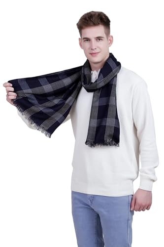Flyer Men's stole/scarf Colour- Dark Blue & Cream stylish 100% soft viscose ethnic scarves pack of 1 ST-11 - Image 5