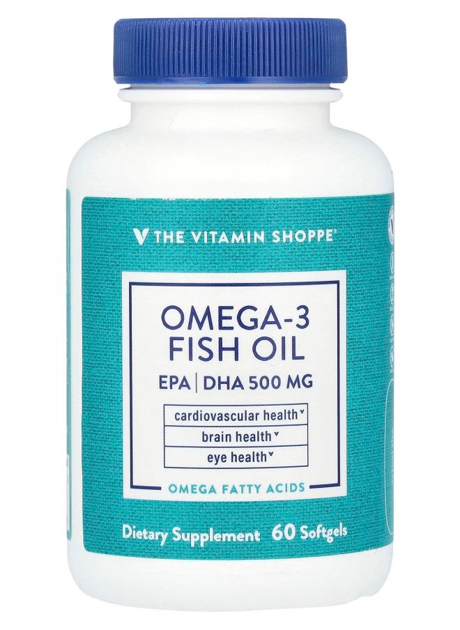 The Vitamin Shoppe Omega3 Fish Oil EPA/DHA 500 mg 60 Softgels 