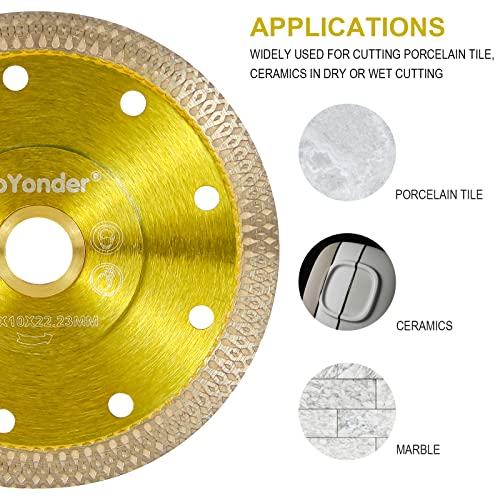 GoYonder Super Thin 4.5" Grinder Blades Tile Blade, Diamond Saw Blade for Cutting Porcelain Tiles Granite, 115mm Tile Cutting Blade for Angle Grinder (4.5"-115mm(Golden)) - Image 3