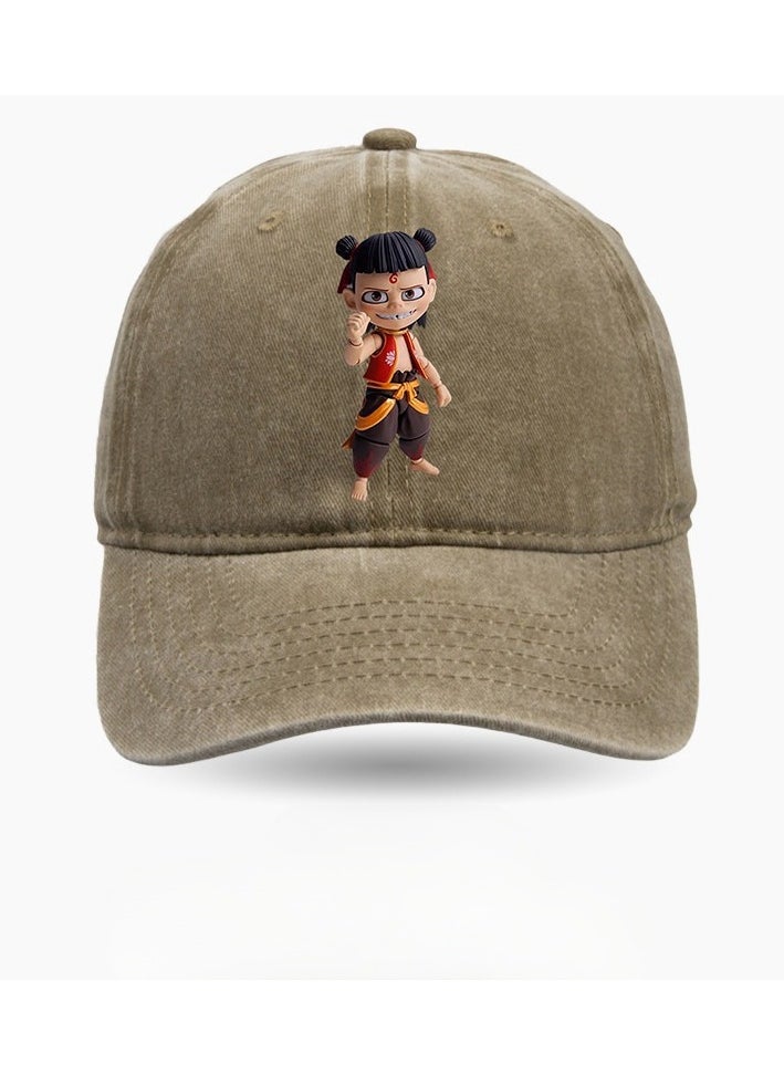 KUYING Nezha Printed Washed Cotton Baseball Cap 
