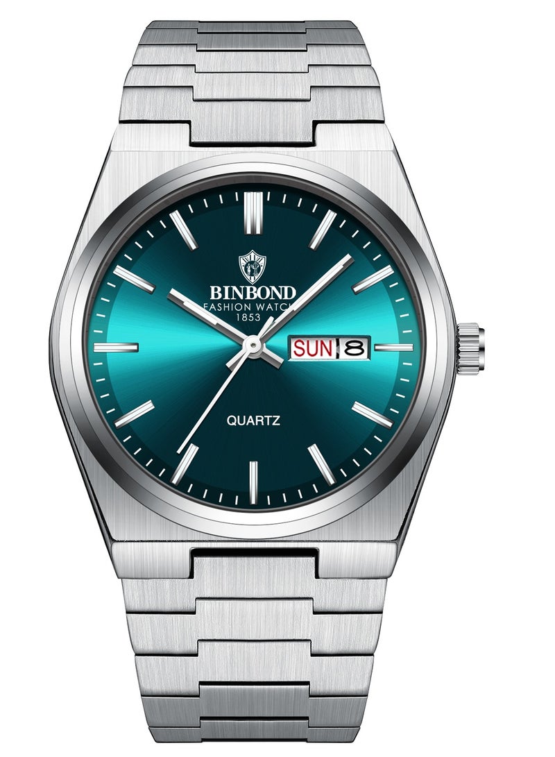 بينبوند ساعة BINBOND للرجال من الكوارتز الفاخرة ذات العلامة التجارية الأعلى ساعة أصلية للرجال مقاومة للماء ومضيئة وتاريخ الأسبوع من الفولاذ المقاوم للصدأ للرجال - Image 2
