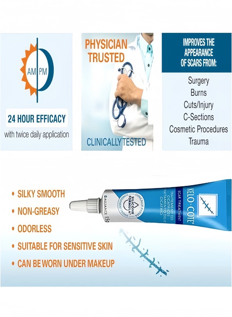Kelo-cote 2-PACKS Advanced Formula Scar Treatment Gel,Reduces the Appearance of Old New Scars,Stretch Marks, Surgery, Injuries 15g*2 - Image 2