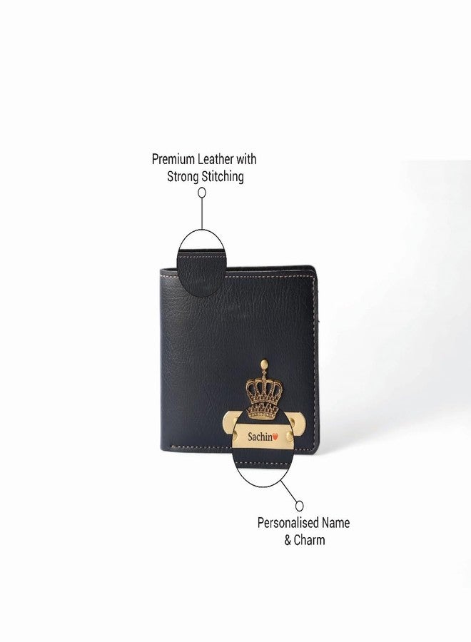 THE CUSTOMISED GIFT Personalized Name & Charm Leather Wallet for Men |Customized Valentine Propose Day Gifts for Men Boy Teens Boyfriend Husband Father Friend Family Office Lover Couples (Black) - Image 5
