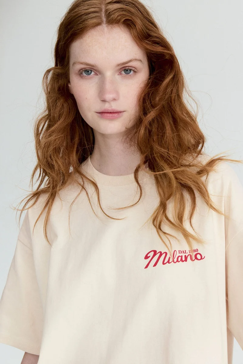 H&M Oversized print-motif T-shirt