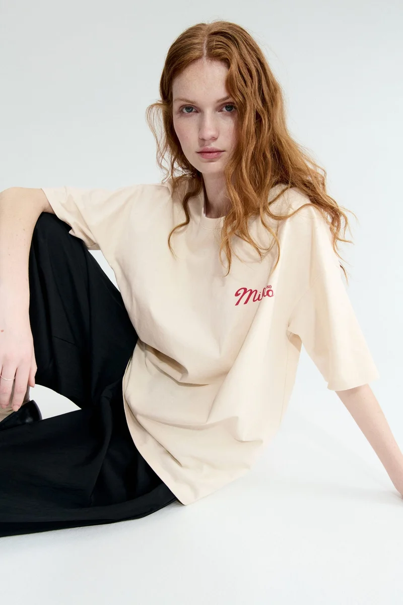 H&M Oversized print-motif T-shirt