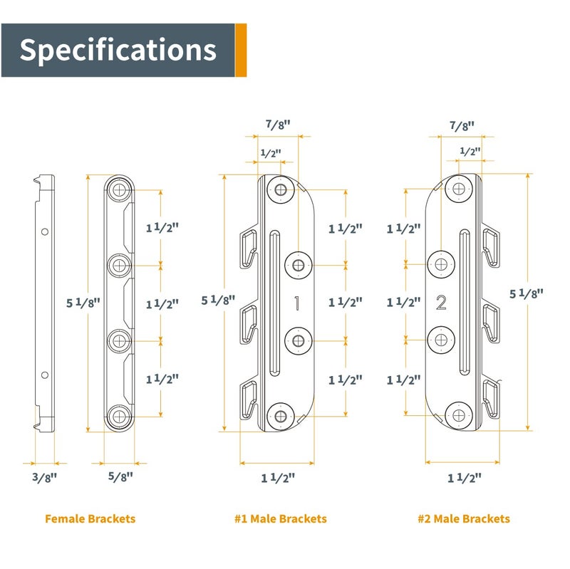 POWERTEC Surface Mounted Bed Rail Brackets 4PK, Bed Frame Hardware w/ Mounting Screws for Bed Frame/Head Board/Footboards, No-Mortise Bed Hardware (71425) - Image 2