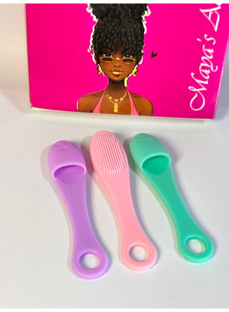 Set Of 3 Silicone Face Scrubber Facial Cleansing Brushes, Finger Face Scrubber Cleanser Brush for Gently and Effectively Cleaning, Removing Blackheads and Massaging - Image 3