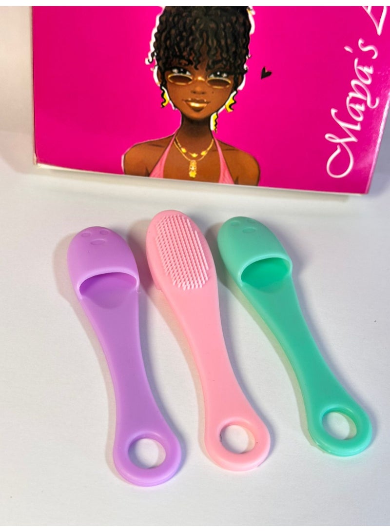 Set Of 3 Silicone Face Scrubber Facial Cleansing Brushes, Finger Face Scrubber Cleanser Brush for Gently and Effectively Cleaning, Removing Blackheads and Massaging - Image 4