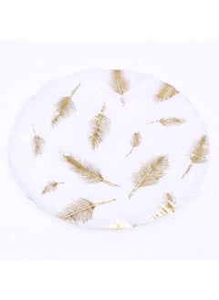 Miniature Dollhouse Faux Fur Gold Carpet Feather circle