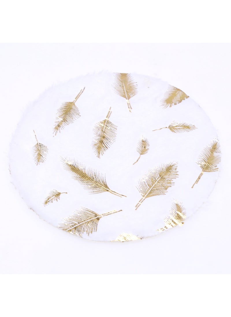 Generic - Miniature Dollhouse Faux Fur Gold Carpet Feather circle - Image 1