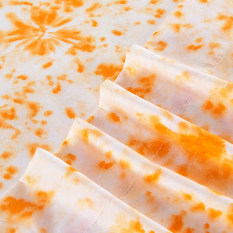 Elegant Comfort Elegant Comfort Luxury Soft Bed Sheets Tie Dye Pattern 1500 Thread Count Percale Egyptian Quality Microfiber Softness Wrinkle and Fade Resistant (6-Piece) Bedding Set  Queen  Tie Dye Orange  - Image 3