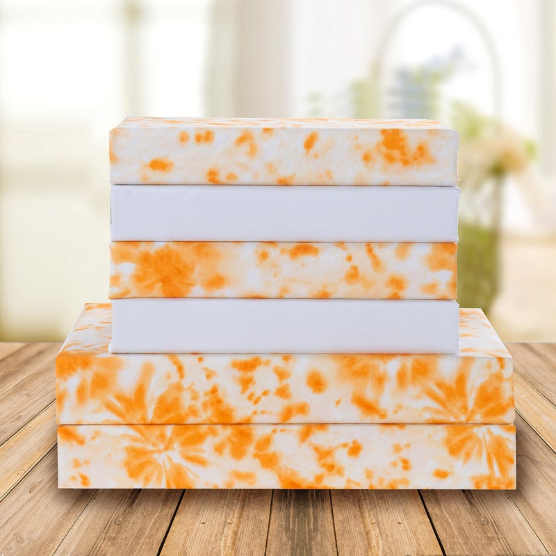 Elegant Comfort Elegant Comfort Luxury Soft Bed Sheets Tie Dye Pattern 1500 Thread Count Percale Egyptian Quality Microfiber Softness Wrinkle and Fade Resistant (6-Piece) Bedding Set  Queen  Tie Dye Orange  - Image 1