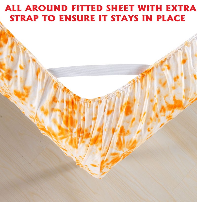 Elegant Comfort Elegant Comfort Luxury Soft Bed Sheets Tie Dye Pattern 1500 Thread Count Percale Egyptian Quality Microfiber Softness Wrinkle and Fade Resistant (6-Piece) Bedding Set  Queen  Tie Dye Orange  - Image 5