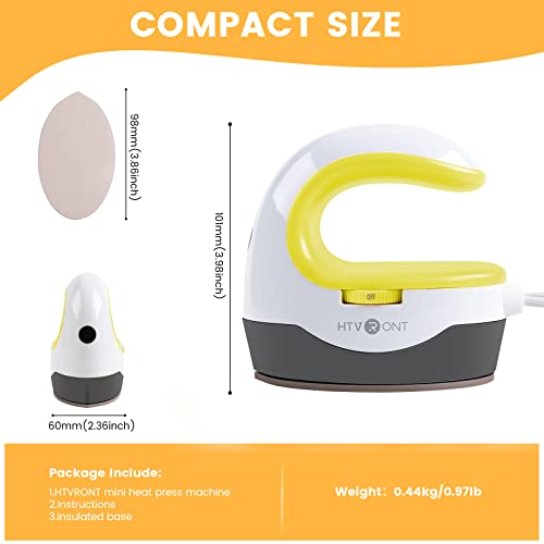 HTVRONT Heat Press Mini Heat Press Machine, Small Heat Press Portable Iron Press Machine for T Shirts, Hats, Heating Transfer Projects (Yellow) - Image 5