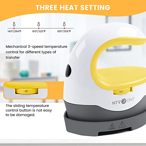 HTVRONT Heat Press Mini Heat Press Machine, Small Heat Press Portable Iron Press Machine for T Shirts, Hats, Heating Transfer Projects (Yellow) - Image 2