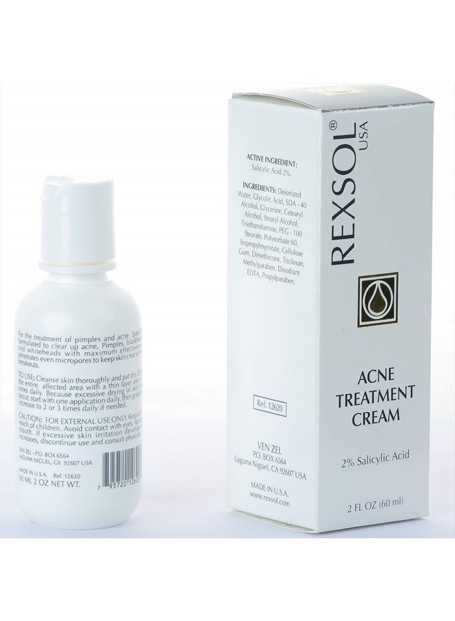 REXSOL Rexsol Acne Treatment Cream Salicylic Acid Cream | Fights all causes of acne | Contains the most effective ingredients | Formulated with Salicylic Acid to clear up acne pimples(60 ml / 2 fl oz)  - Image 3