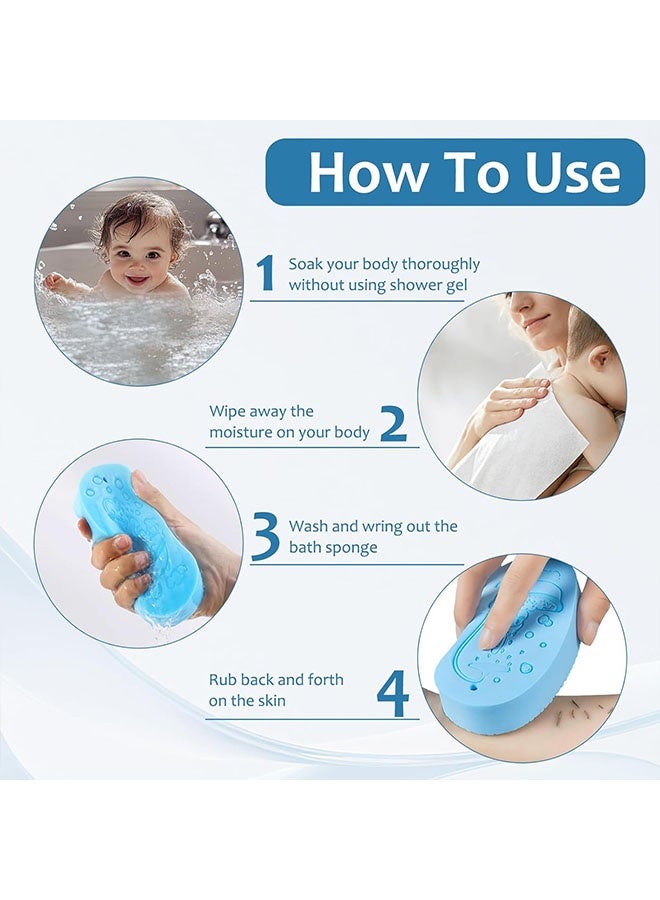 4 Pack Bath Sponge,Magic Exfoliating Sponge Body Cleaning Supplies Soft Reusable Dead Skin Remover For Men Women Kids Body Face Body Skin - Image 5