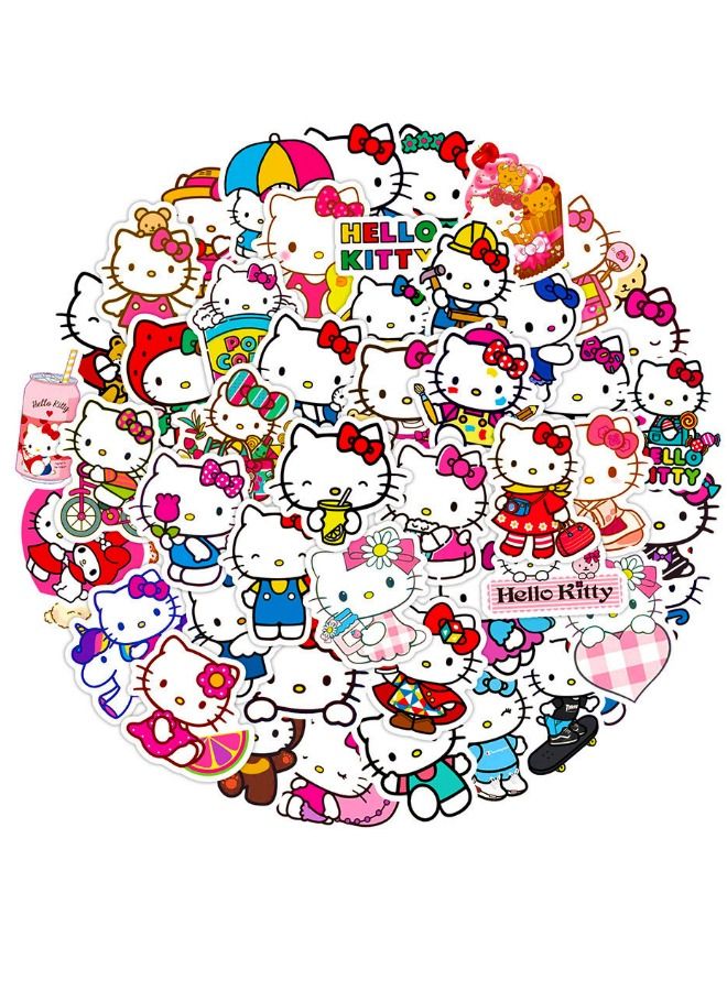 50-Piece Kitty Waterproof Stickers, HD Fine Color Printing, Waterproof Stickers for Laptop,Skateboard, Water Bottles,Computer,Phone,Guitar, Stickers for Kids Teens Adult - Image 1