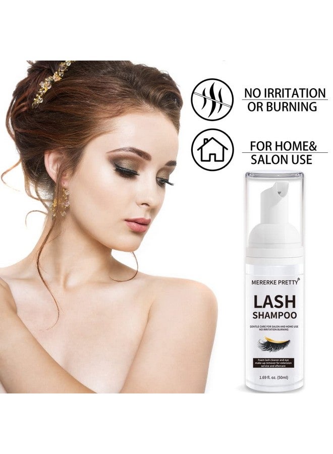 Mererke_Pretty Eyelash Extension Cleanser 50 ml + Brushes + Rinse Bottle Eyelid Foaming Cleanser, Lash Foam Shampoo for Extensions and Natural Lashes, Makeup Remover For Salon and Home Use - Image 2
