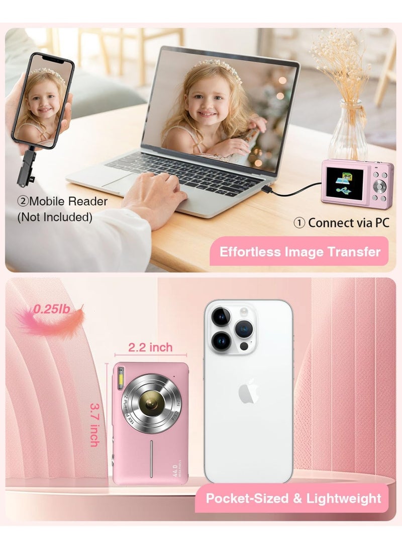 44MP Digital Camera with 32GB Card – Compact Kids Camera with 1080P HD Video, 16X Zoom, Anti-Shake, Fill Light u0026 2.4 Screen – Beginner-Friendly Photography Gift - Image 3