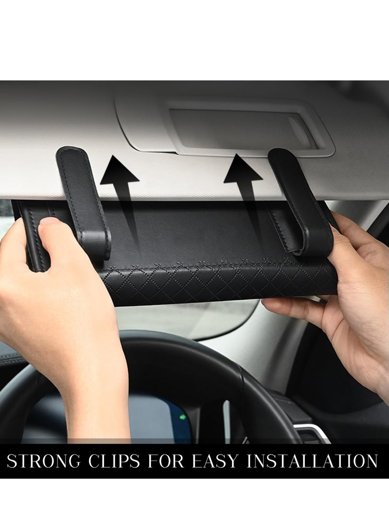 Excefore Car Visor Tissue Holder, Car Tissue Holder, Dispenser Hanging Paper Towel Holder Case, PU Classic Check Leather Backseat Tissue Box Holder for Car/Truck Car Accessories(Black) - Image 5