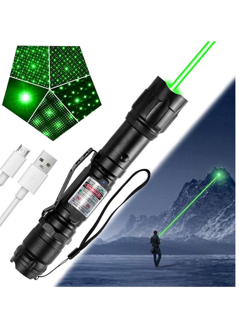 PESNCI - High Power Green Laser Pointer Flashlight, Tactical Long Range Laser Flashlight, Rechargeable Laser - Image 1