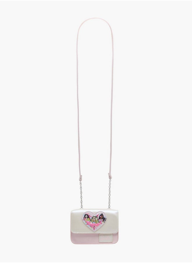Barbie Girls Heart Accent Crossbody Bag with Chain Accented Strap and Flap Closure  - Image 2
