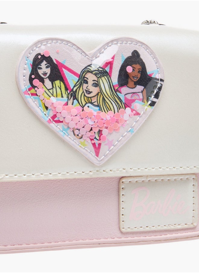 Barbie Girls Heart Accent Crossbody Bag with Chain Accented Strap and Flap Closure  - Image 4