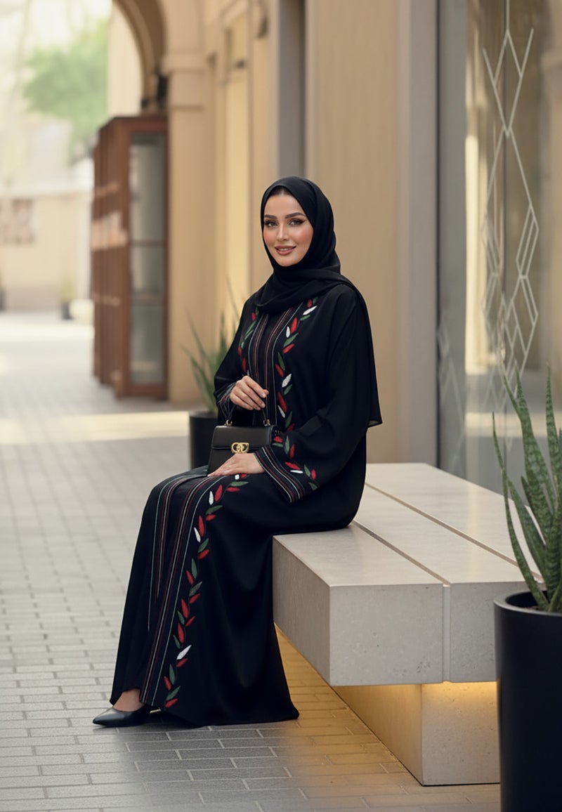 NUKHBAA UAE national day color Abaya-785 - Image 2