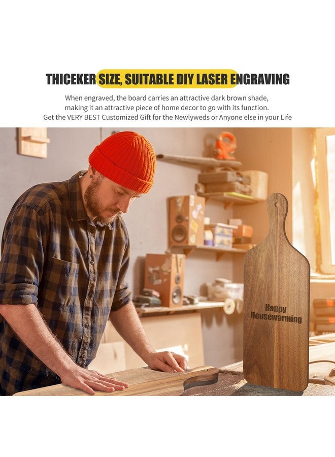 Zubebe Zubebe 12 Pcs Bulk Cutting Board Wood Chopping Board with Handle Laser Engraving Wooden Serving Trays Charcuterie Trays for Customized Mother's Day Wedding Housewarming Gift(Acacia,17" X 6")  - Image 5