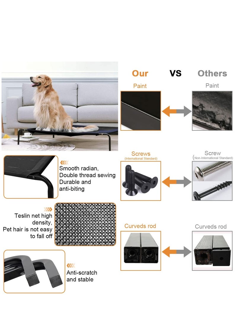 Arabest Elevated Dog Bed for Small Dogs, Raised Dog Cot Beds Fits Up to 150 LBs, Heavy Duty Pet Cots with Durable Supportive Recyclable Washable Mesh, Indoor & Outdoor Dog Bed, Black - Image 3