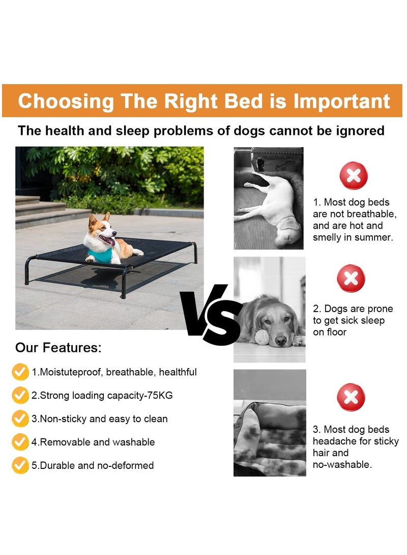 Arabest Elevated Dog Bed for Small Dogs, Raised Dog Cot Beds Fits Up to 150 LBs, Heavy Duty Pet Cots with Durable Supportive Recyclable Washable Mesh, Indoor & Outdoor Dog Bed, Black - Image 4
