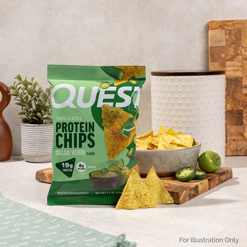Quest Nutrition Tortilla Style Protein Chips, Salsa Verde, 19g of Protein, 4g Net Carbs, Gluten Free, 1.1 Ounce (Pack of 12) - Image 5