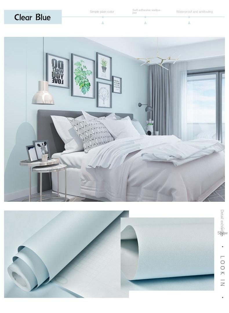 Bluejw Self-Adhesive Wallpaper Waterproof And Moisture-Proof Washable Wallpaper Solid Color Stickers For Bedroom Living Room Background Wall 10x0.6meter  - Image 2