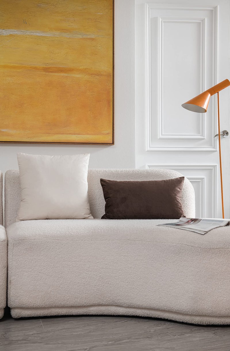 DEZENE Couch Pillow Covers 22x22 Cream: 2 Pack Cozy Soft Velvet Square Throw Pillow Cases for Farmhouse Home Decor - Image 3