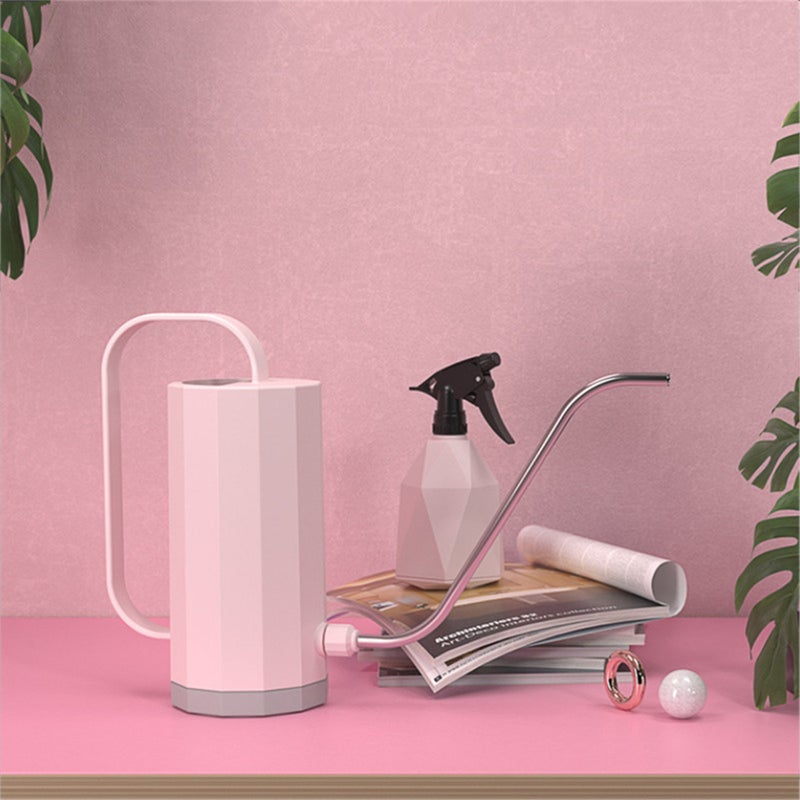 Watering Pot Plastic Horticultural Potted Flower Nordic Style Watering Can with Long Curved Nozzle White - Image 5