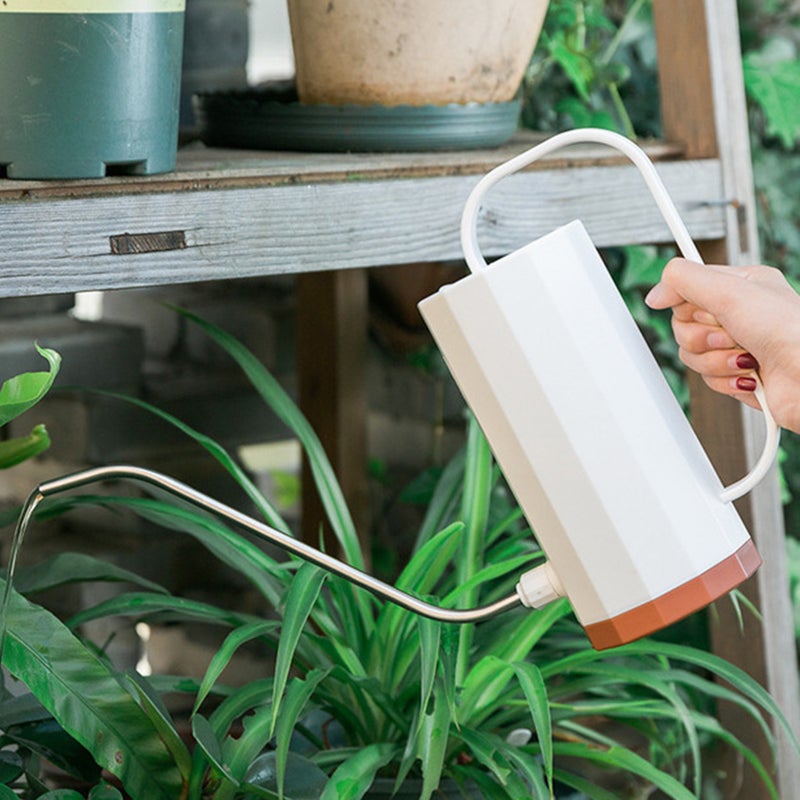 Watering Pot Plastic Horticultural Potted Flower Nordic Style Watering Can with Long Curved Nozzle White - Image 4