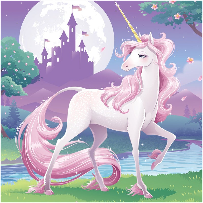 16Count 3 Ply Paper Beverage Napkins Unicorn Fantasy