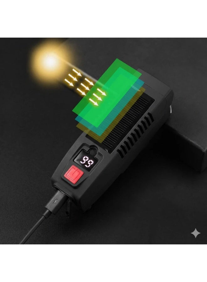 مصباح دراجة هوائية  (شحن شمسي و USB-C) بوق متعدد النغمات وتحكم سلكي، 1800 مللي أمبير - Image 2