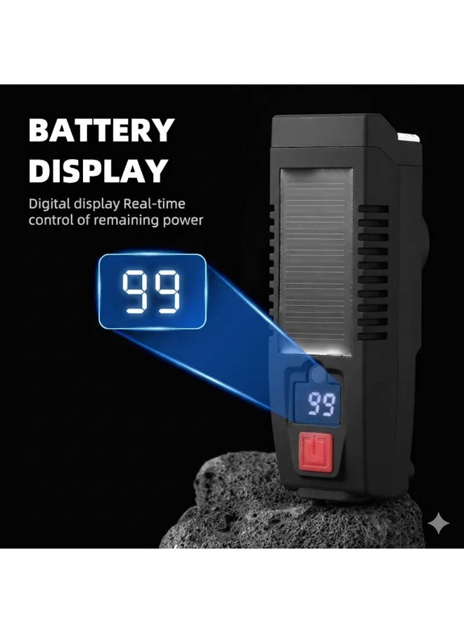 مصباح دراجة هوائية  (شحن شمسي و USB-C) بوق متعدد النغمات وتحكم سلكي، 1800 مللي أمبير - Image 5