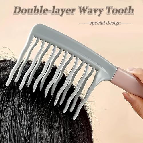 Fegor Wide Tooth Shower Detangling Comb – Double Layer Wavy Teeth for Curly, Wavy & Thick Hair | Gentle Wet & Dry Use | Lightweight Flexible Plastic Comb (Pack of 1) - Image 5