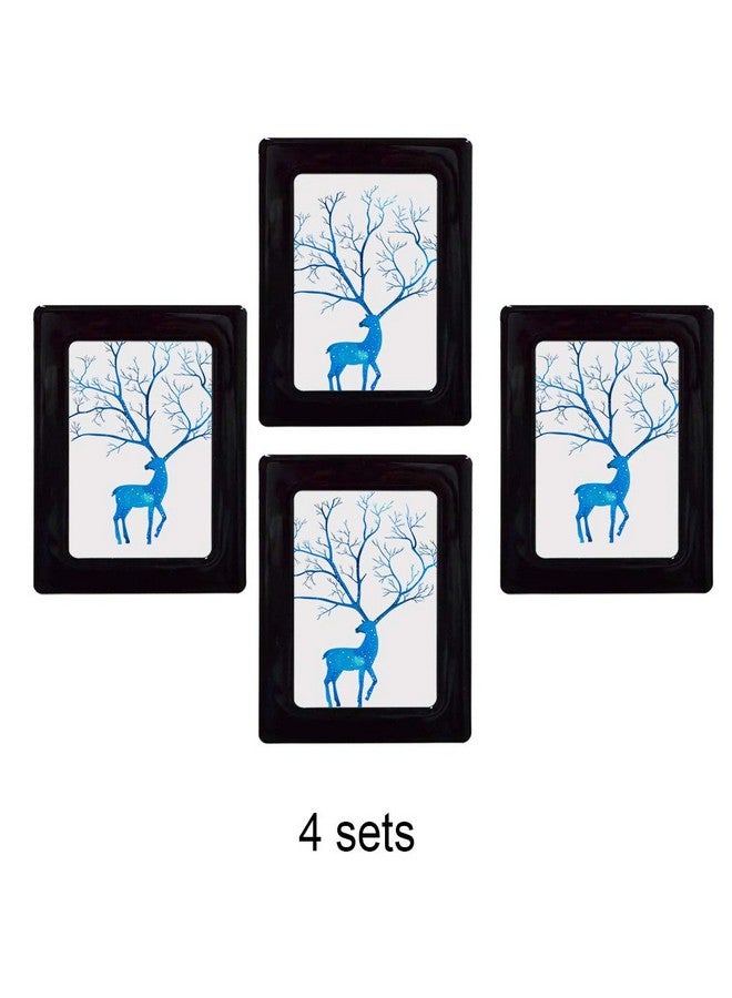 Sooard sooard Magnetic Photo Frame,4 Sets Magnet Frame Hold 3.5X5 Inch Photos for Refrigerator &Glass Door (Gloss Black) - Image 3