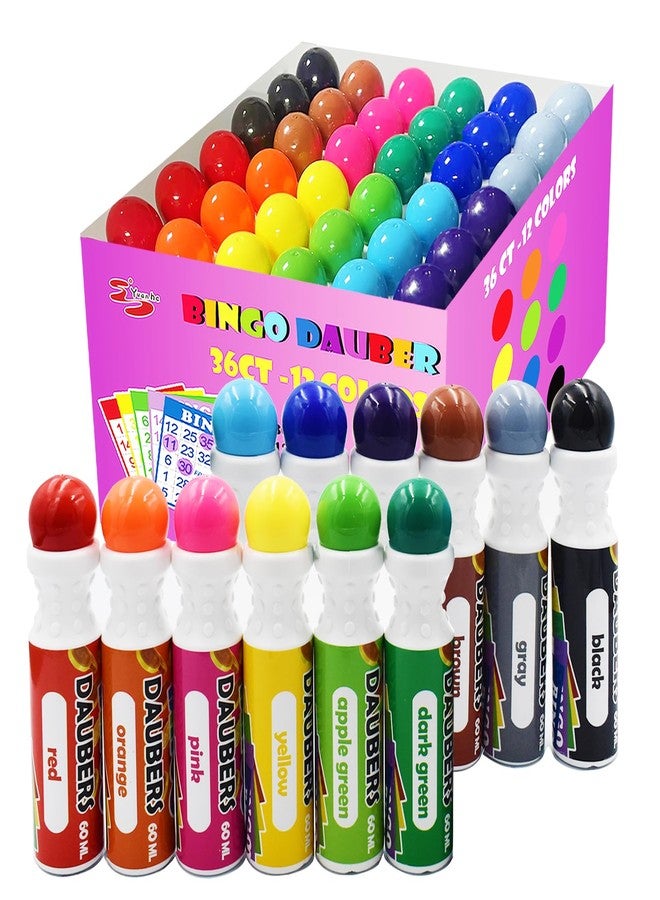 Yuanhe Bingo Daubers Dot Markers - Mixed Colors Set of 36 Pack-12Colors - Image 1