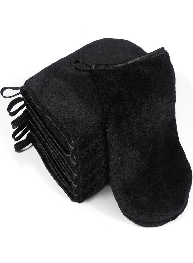PHOGARY 6 Pack Microfiber Face Cloth Gloves, Soft Body Wash Mitt, Flannel Bath Mitts for Shower, Spa Cloth, Reusable Makeup Remover Cloths Mitt Gloves, Face Wash Cloth Mitten, 6×8inch, Black - Image 1