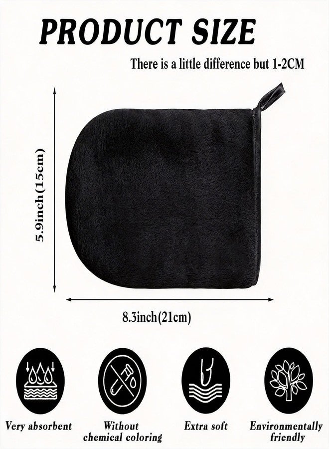 PHOGARY 6 Pack Microfiber Face Cloth Gloves, Soft Body Wash Mitt, Flannel Bath Mitts for Shower, Spa Cloth, Reusable Makeup Remover Cloths Mitt Gloves, Face Wash Cloth Mitten, 6×8inch, Black - Image 2