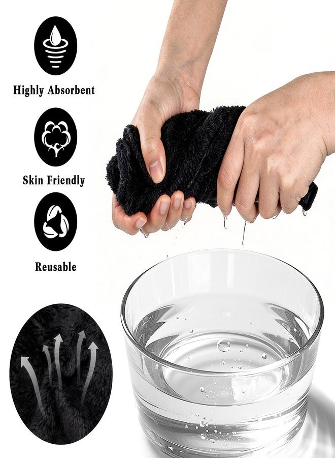 PHOGARY 6 Pack Microfiber Face Cloth Gloves, Soft Body Wash Mitt, Flannel Bath Mitts for Shower, Spa Cloth, Reusable Makeup Remover Cloths Mitt Gloves, Face Wash Cloth Mitten, 6×8inch, Black - Image 3