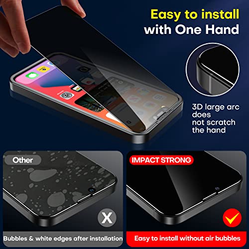 ImpactStrong Anti-Spy Privacy Screen Protector for iPhone 16e / iPhone 13 / iPhone 13 Pro (6.1-Inch), 9H Tempered Glass, Shatter-Resistant, Anti-Scratch, Easy Install Kit, Case Friendly, 2-Pack - Image 4