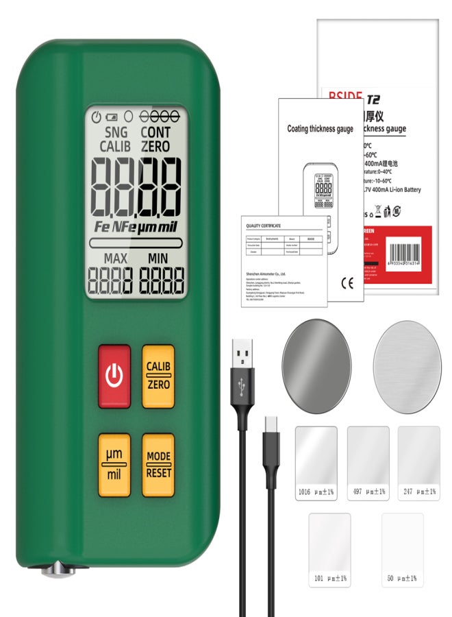 BSIDE High Precise Thickness Gauge LCD Digital Automobile Film Thickness Meter Car Paint Coating Thickness Tester with Multi-point and Zeroing Calibration Function - Image 1