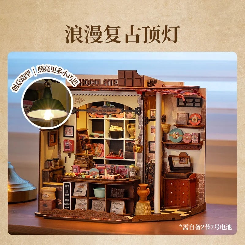 رولايف أحجية ثلاثية الأبعاد New Rolife Handmade DIY Hut Henry's Chocolate Shop Miniature Scene Art House Assembling Blocks Children's Surprise Birthday Gift, A5 - Image 5
